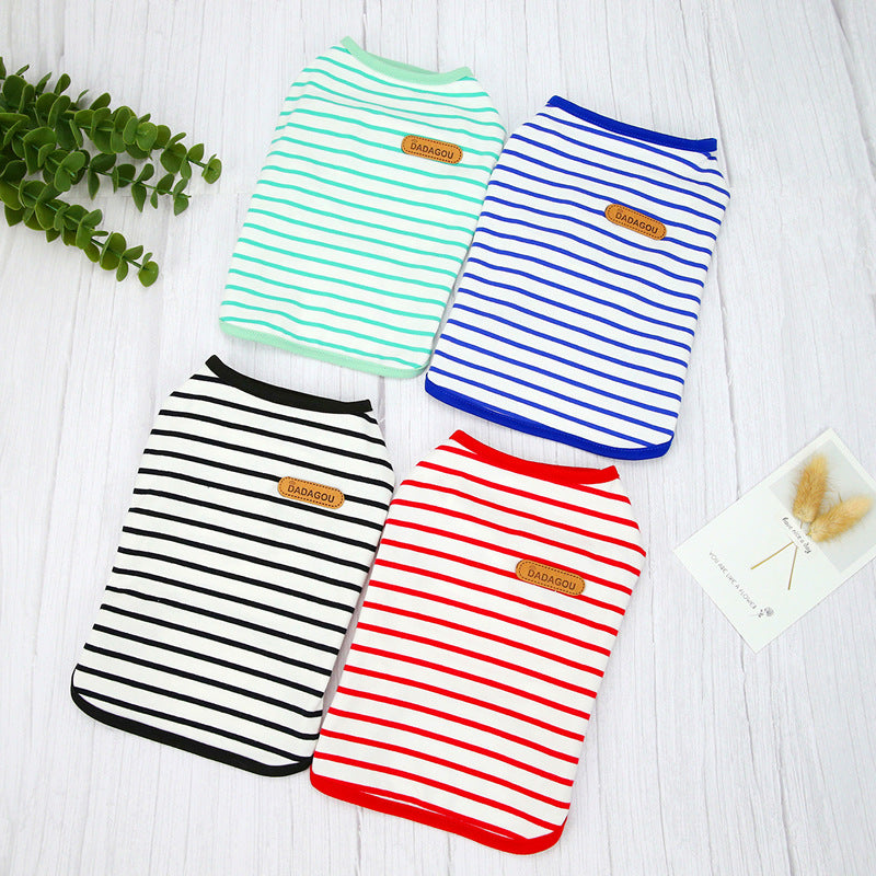 Colorful Dog Vest Dog Striped T-Shirt