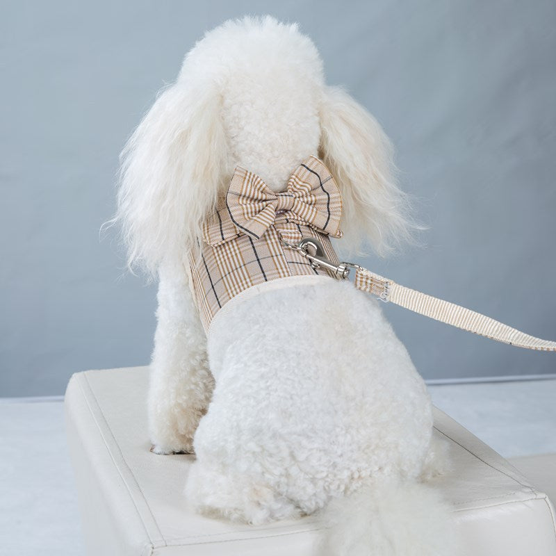 Dog Plaid Puppy Clothes with Leash