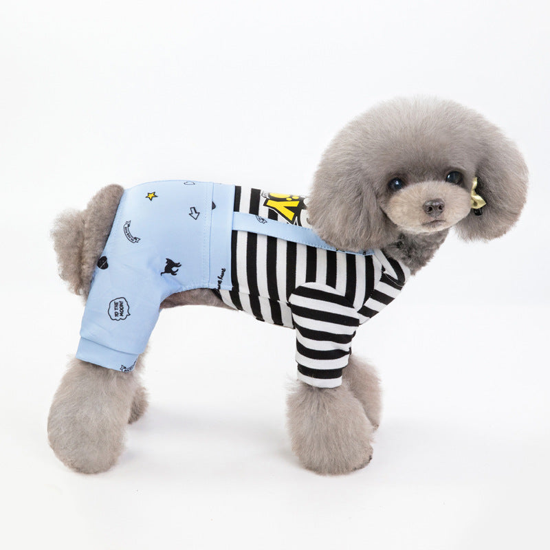Dog Jumpsuit Striped Soft Puppy Pajamas