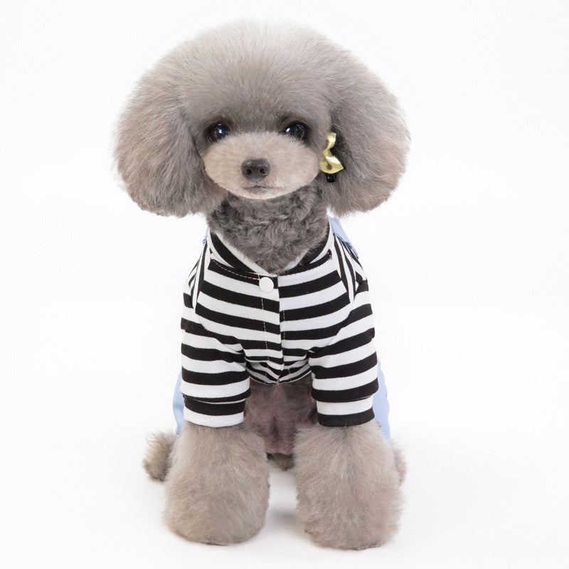 Dog Jumpsuit Striped Soft Puppy Pajamas