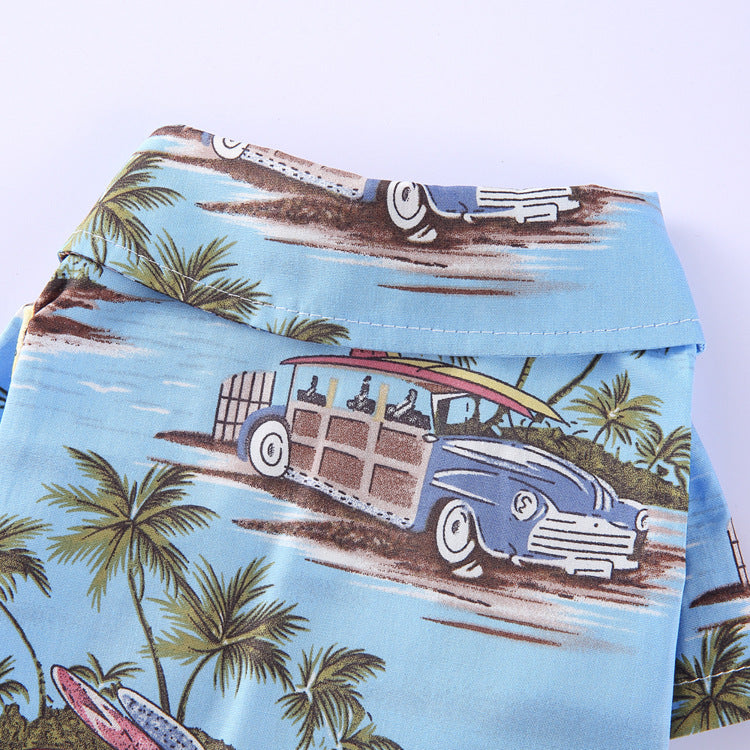 Hawaiian Pet Dog Lapel T-Shirts