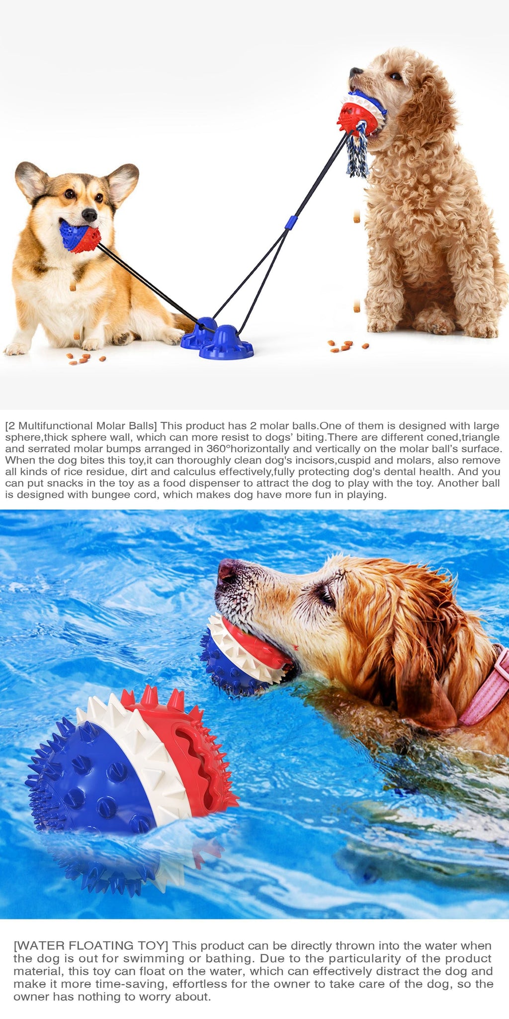 Double Suction Cup Dog Pet Tug Rope Toy