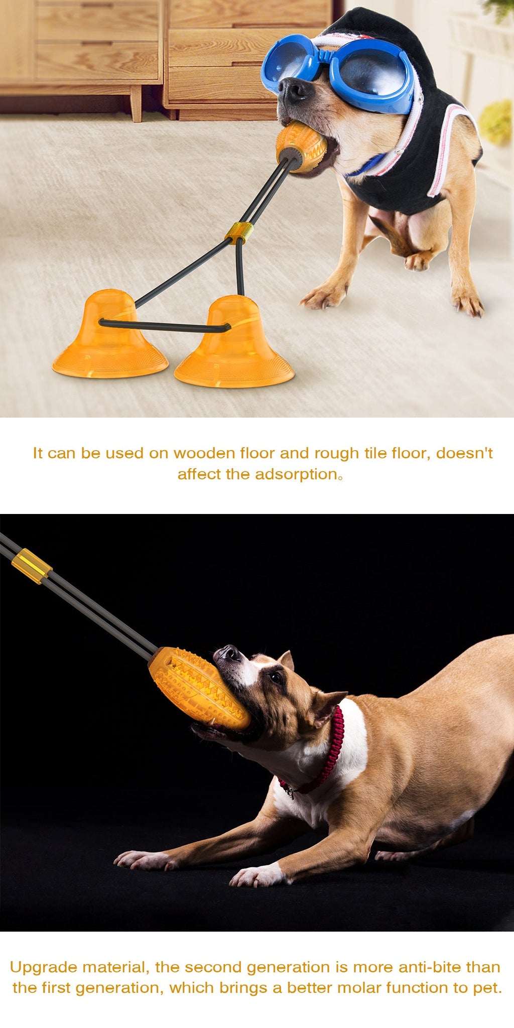 Dog Rope Pull Toy double Suction Cup Chew Tug Toys