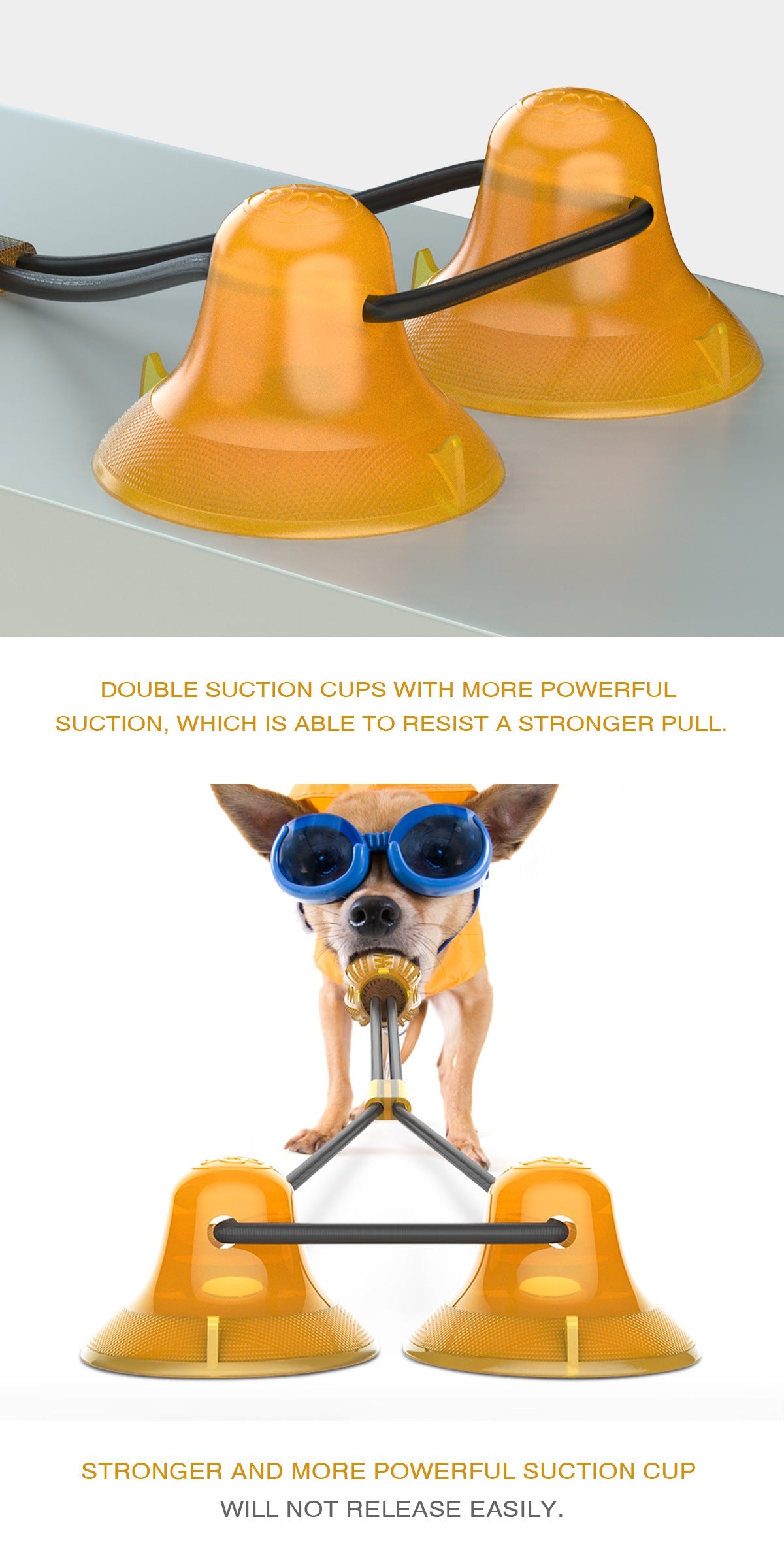 Dog Rope Pull Toy double Suction Cup Chew Tug Toys