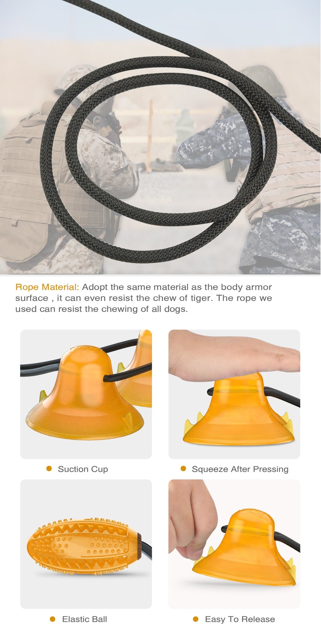 Dog Rope Pull Toy double Suction Cup Chew Tug Toys