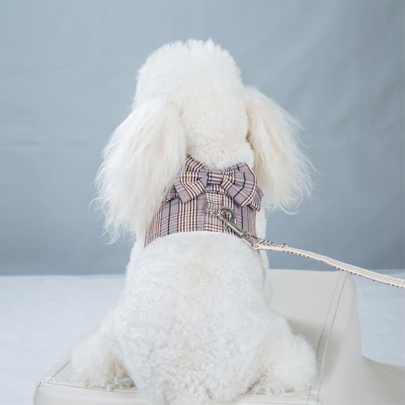 Dog Plaid Puppy Clothes with Leash