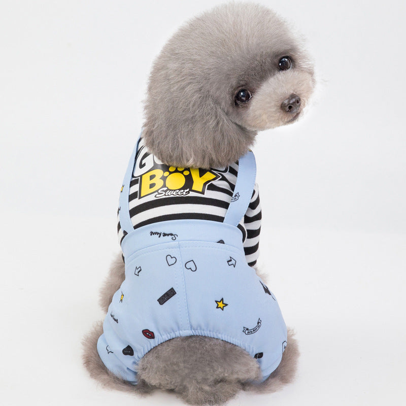 Dog Jumpsuit Striped Soft Puppy Pajamas