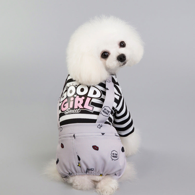 Dog Jumpsuit Striped Soft Puppy Pajamas